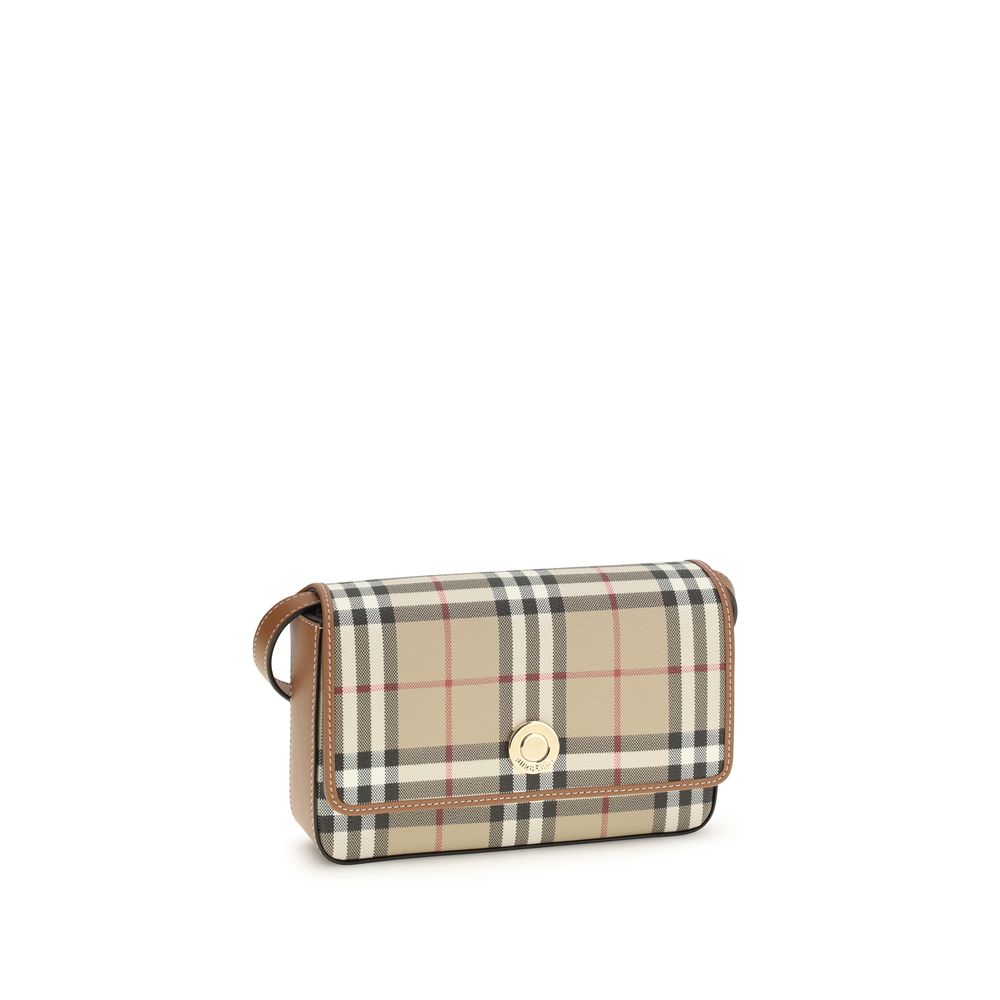 Burberry Hampshire Mini skulderveske i beige rutete polyuretan – bilde 2