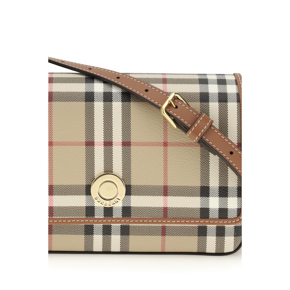 Burberry Hampshire Mini skulderveske i beige rutete polyuretan – bilde 4
