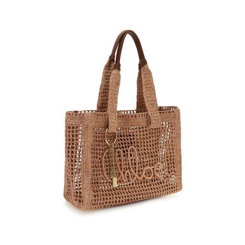 Chloé Beige Axelväska i Raffia