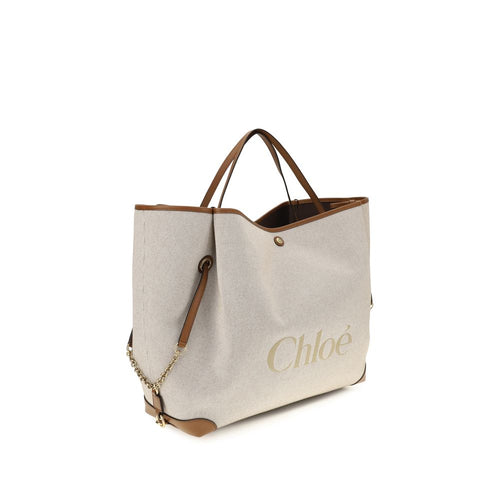 Chloé Skulderveske i beige bomull