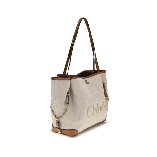 Chloé beige skulderveske i bomull