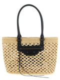 Balenciaga Le City Shoulder Bag in Beige Viscose and Lambskin