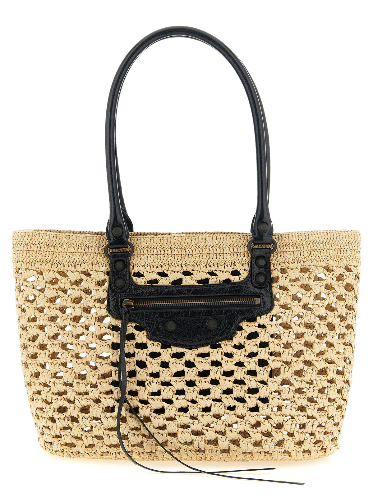 Balenciaga Le City Shoulder Bag in Beige Viscose and Lambskin