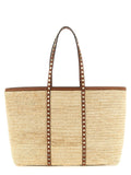 Valentino Garavani Beige Straw Tote Bag