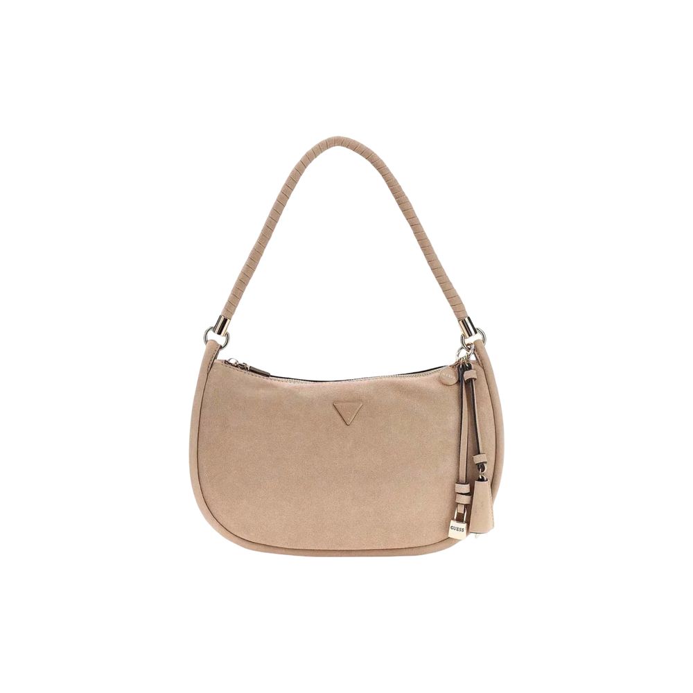 Guess Danya Hobo mellomstor skulderveske i beige semsket skinn