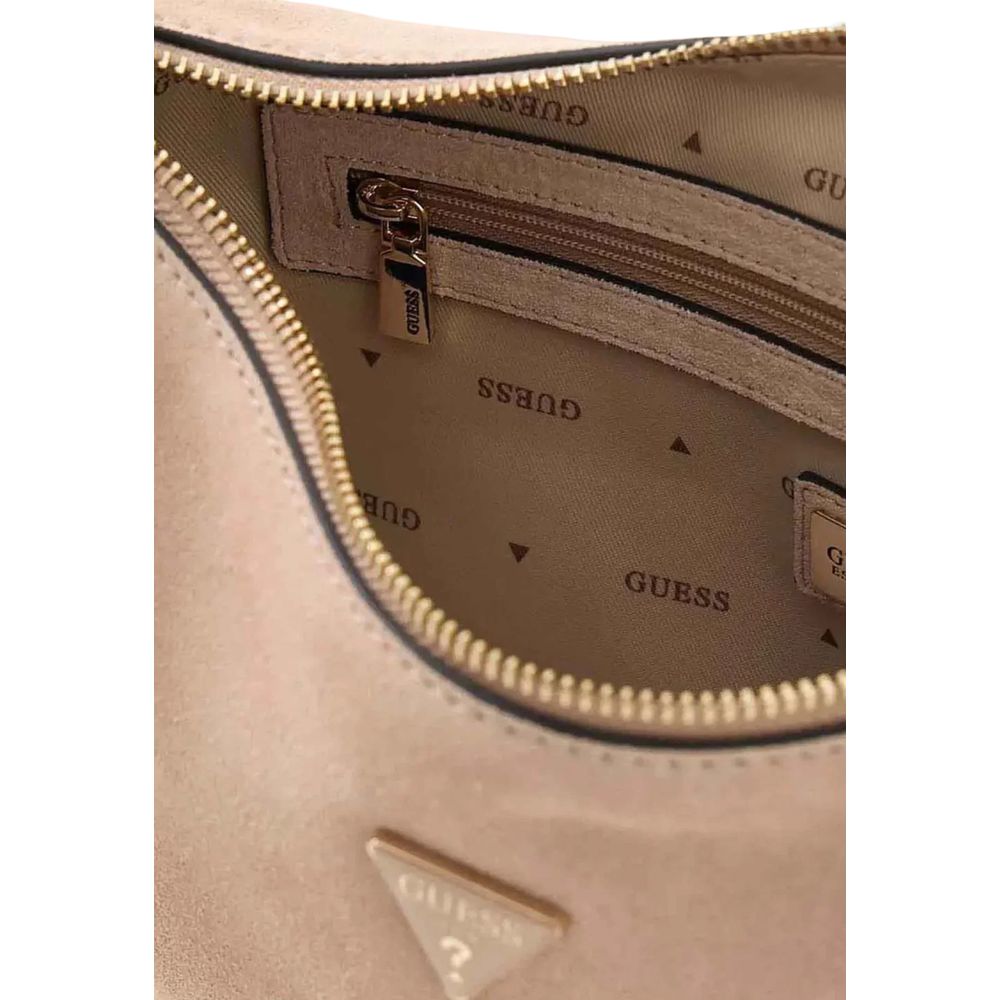 Guess Danya Hobo mellomstor skulderveske i beige semsket skinn – bilde 3