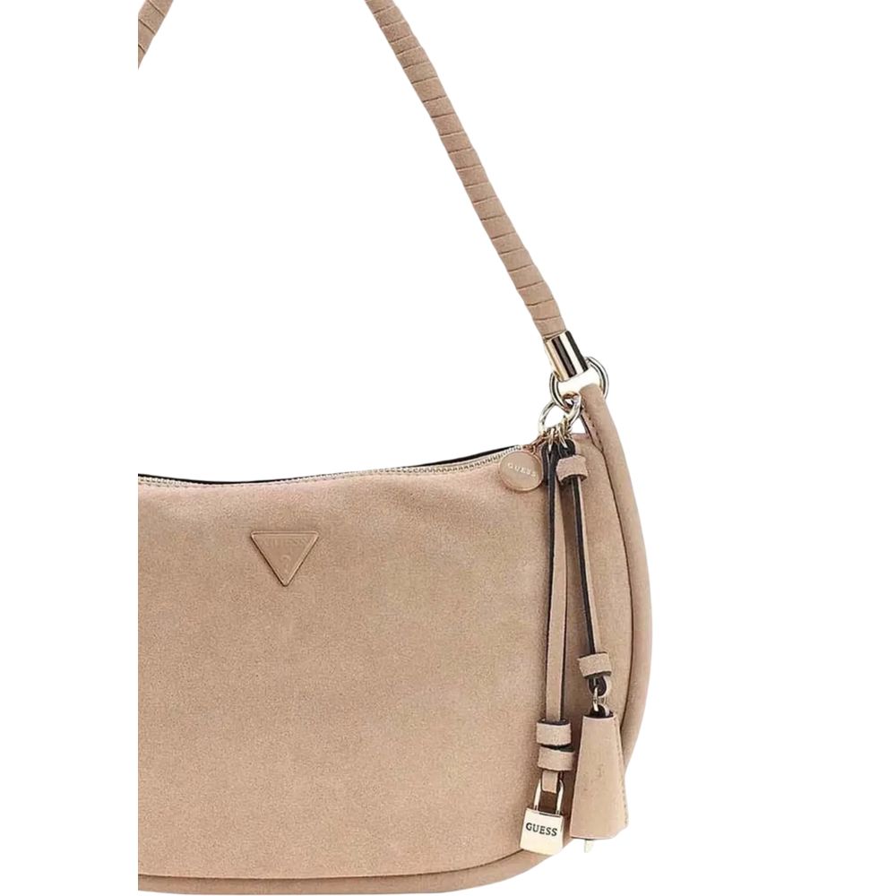 Guess Danya Hobo mellomstor skulderveske i beige semsket skinn – bilde 4