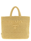Prada Beige Raffia Tote Bag
