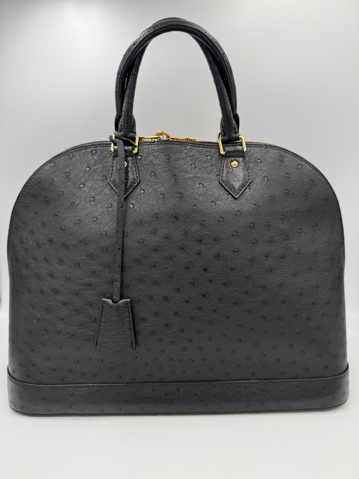 Louis Vuitton Alma GM veske i svart strutseskinn