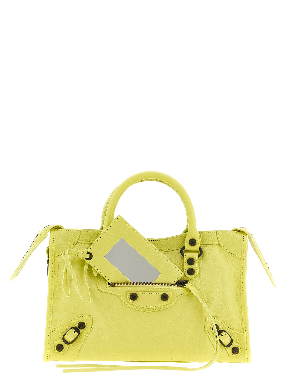 Balenciaga Le City S håndveske i sitrongult lammeskinn
