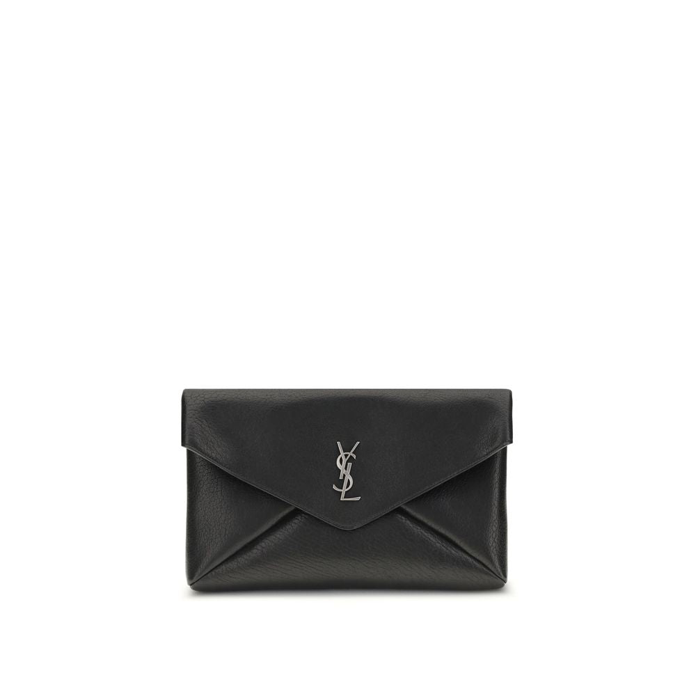 Saint Laurent Cassandre Large Envelope clutch-veske i svart kalveskinn