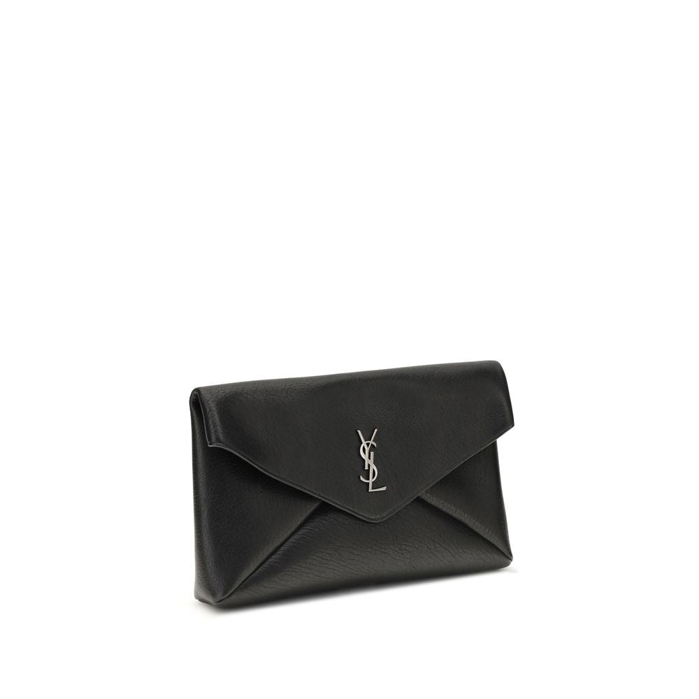 Saint Laurent Cassandre Large Envelope clutch-veske i svart kalveskinn