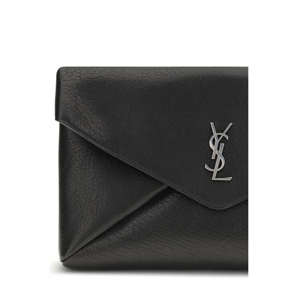Saint Laurent Cassandre Large Envelope clutch-veske i svart kalveskinn