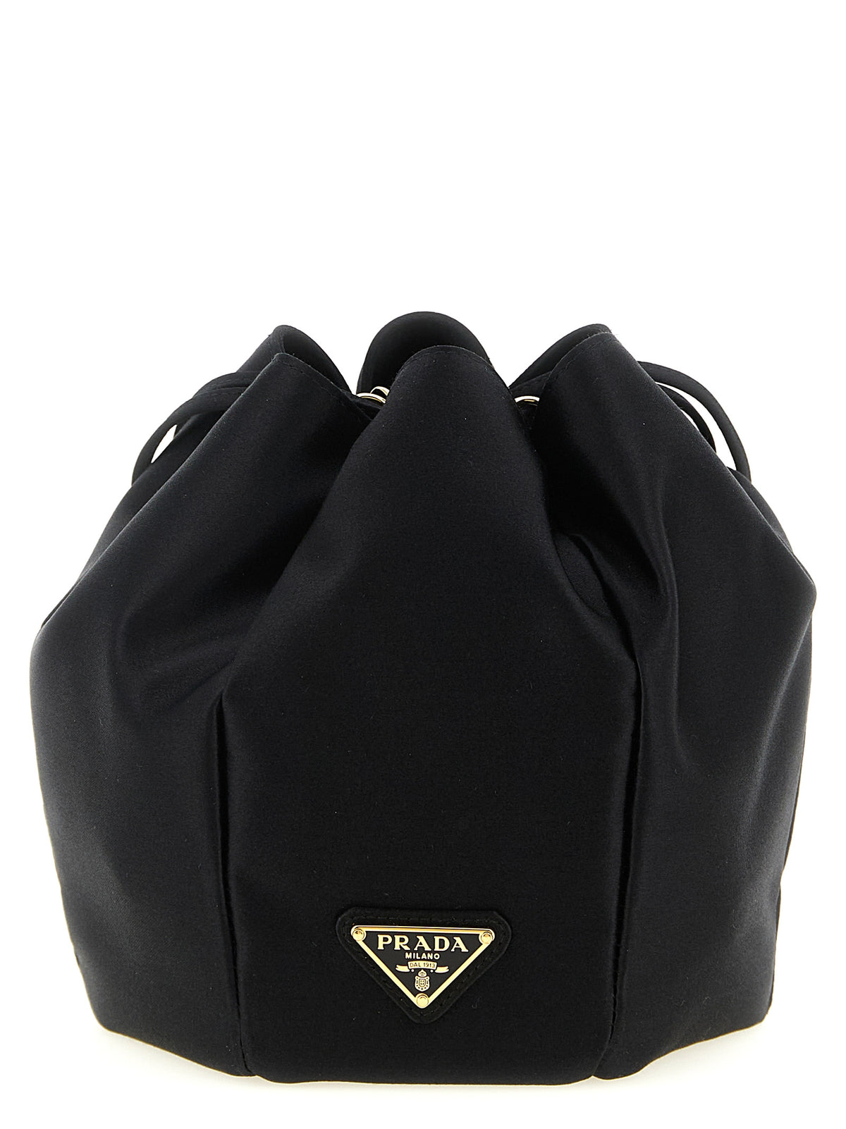 Prada Mini bucket-veske i svart sateng