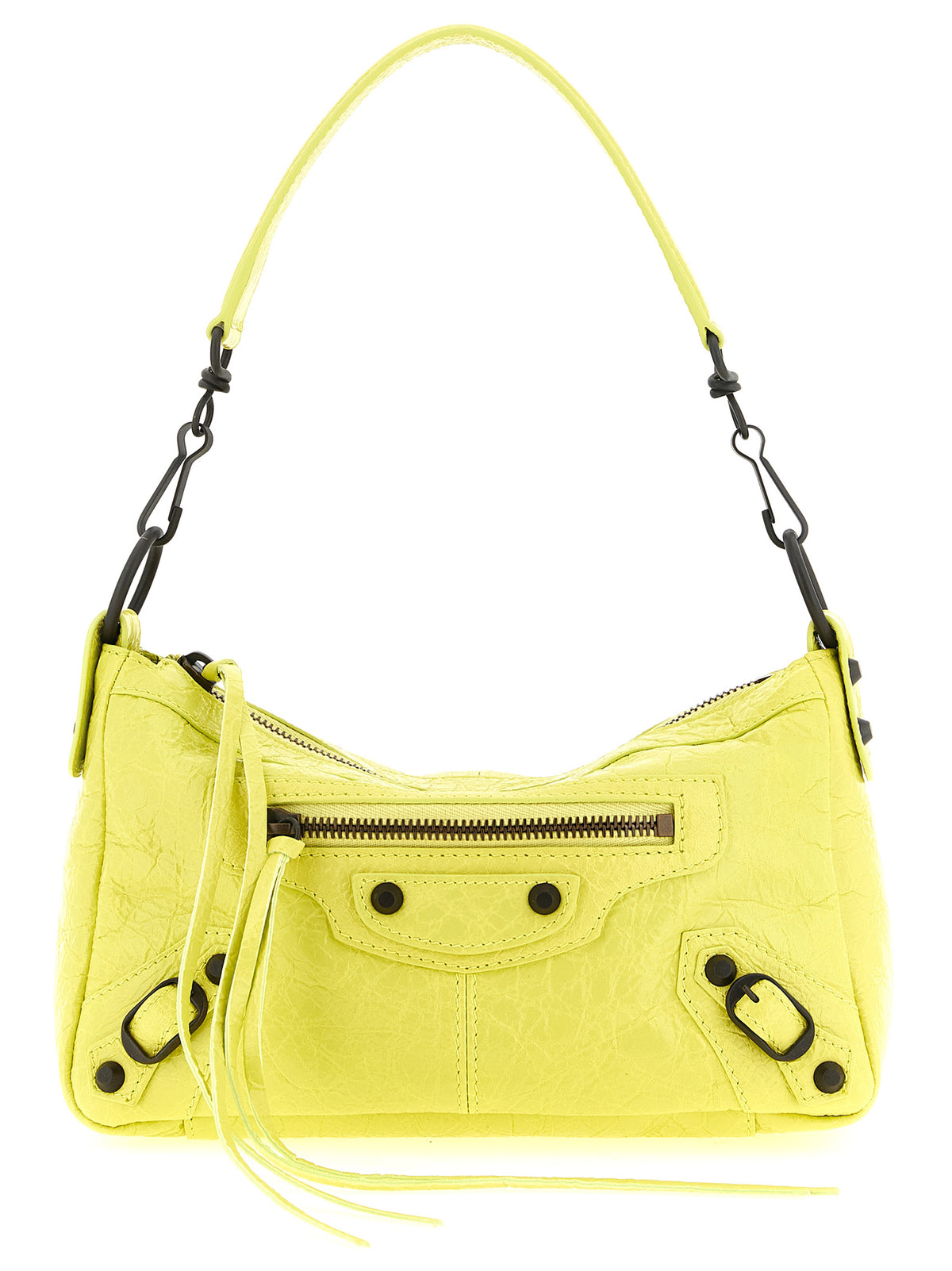 Balenciaga Le City Moto Mini skulderveske i neongult lammeskinn
