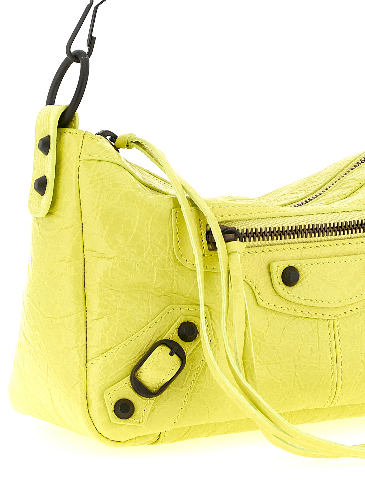 Balenciaga Le City Moto Mini skulderveske i neongult lammeskinn – bilde 3