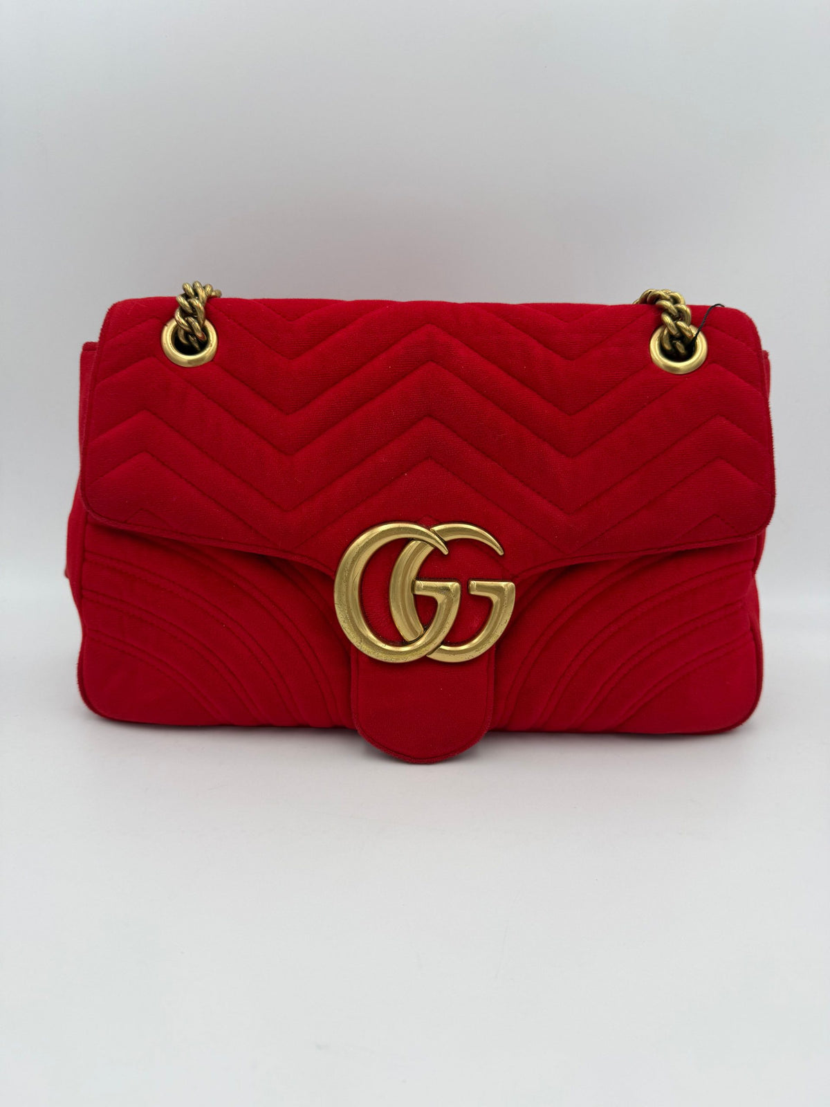 Gucci Marmont håndveske i rød fløyel