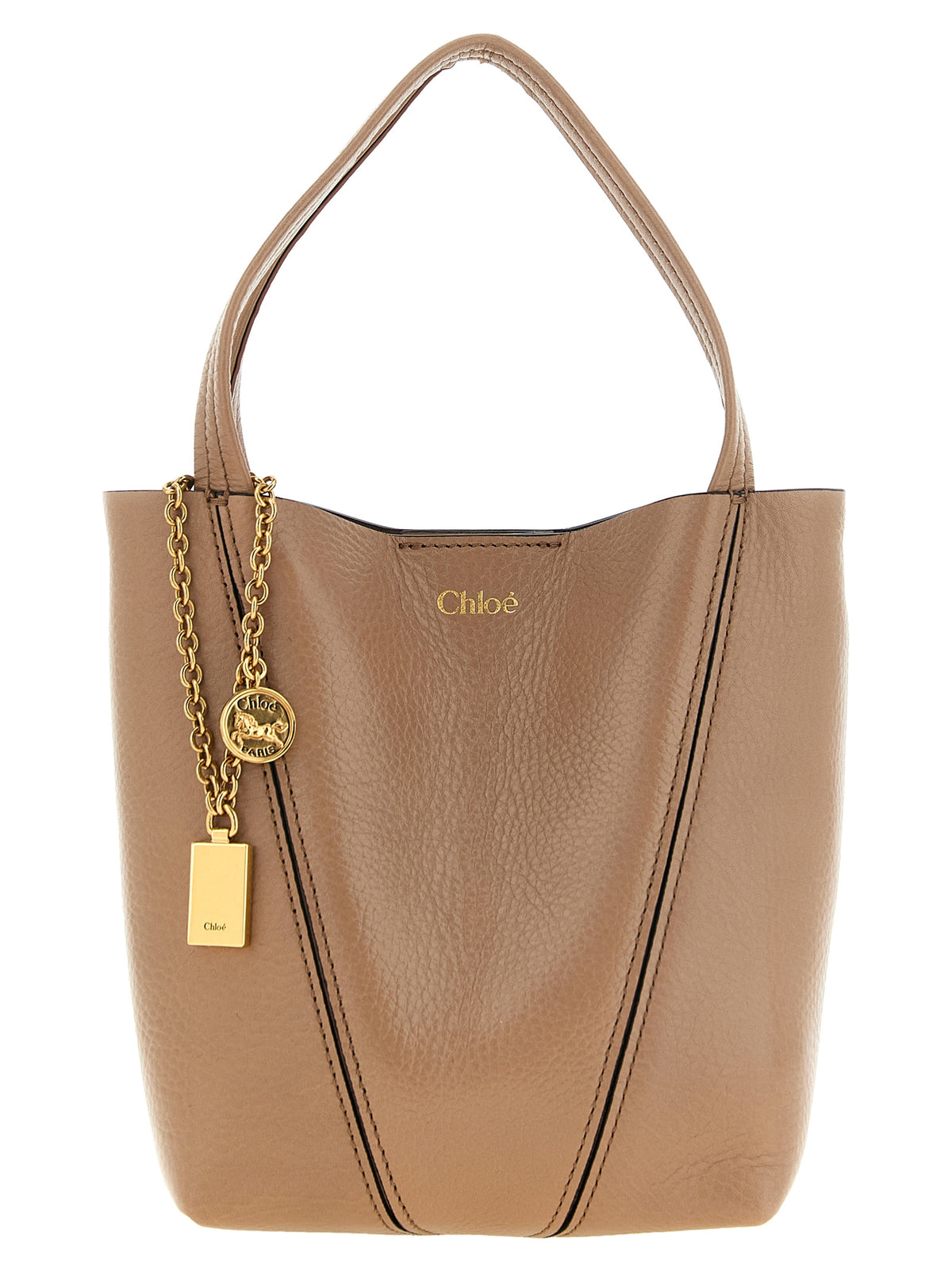Chloé Spin Small Tote Bag in Garnet Cowhide Leather