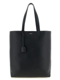 Saint Laurent Logo Tote Bag in Black Calfskin