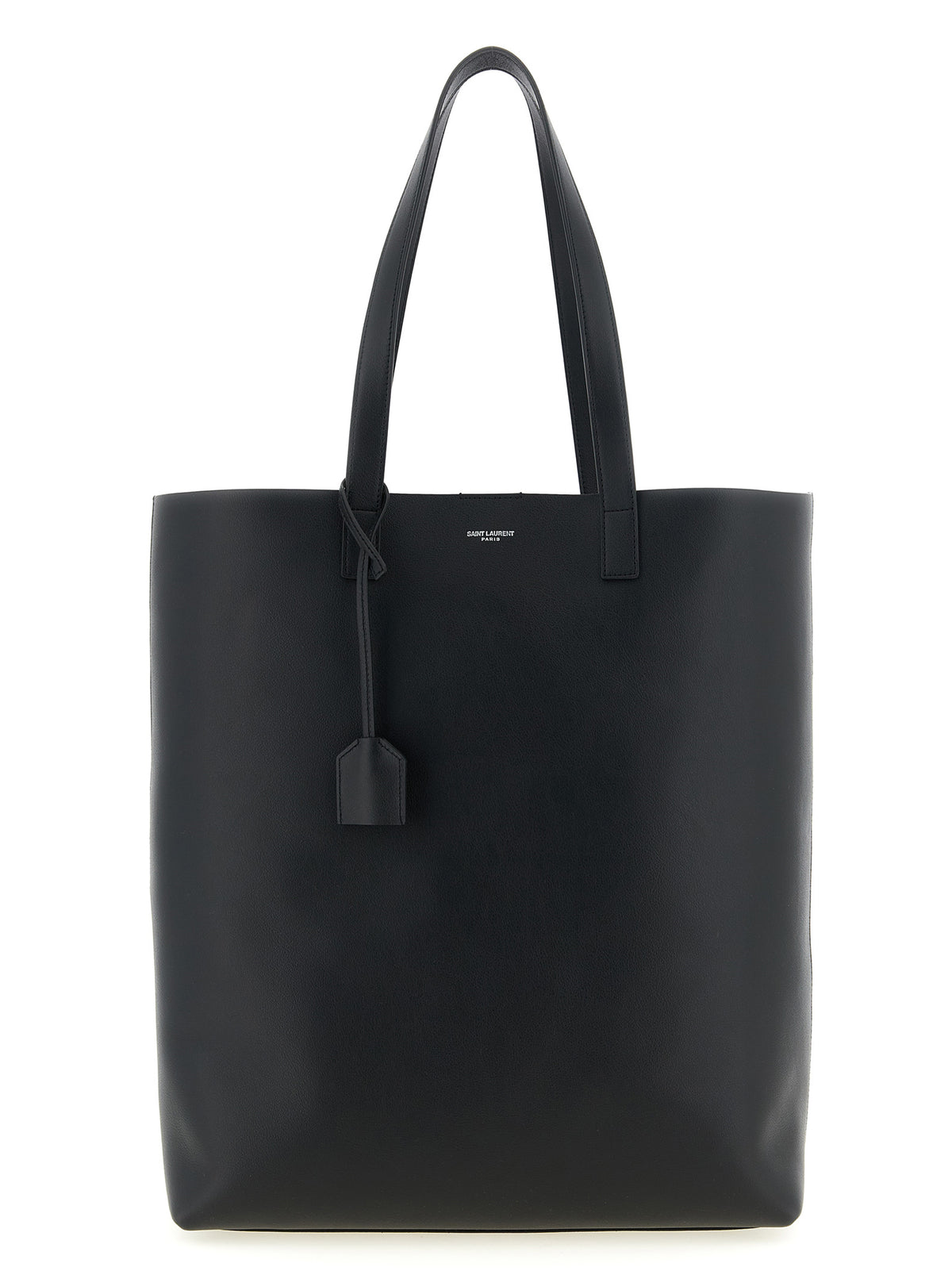 Saint Laurent Logo Tote Bag in Black Calfskin