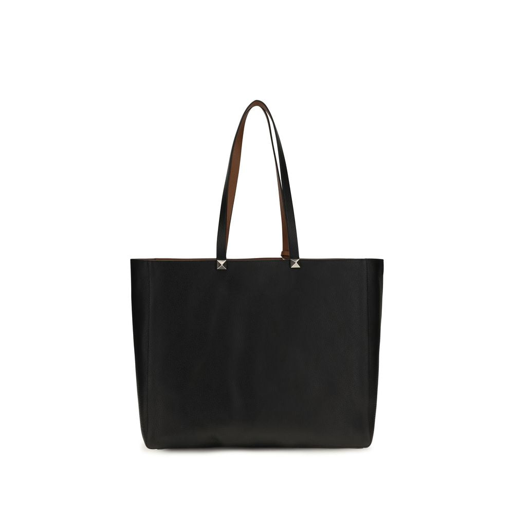 Valentino Garavani Rockstud vendbar totebag i svart kalveskinn