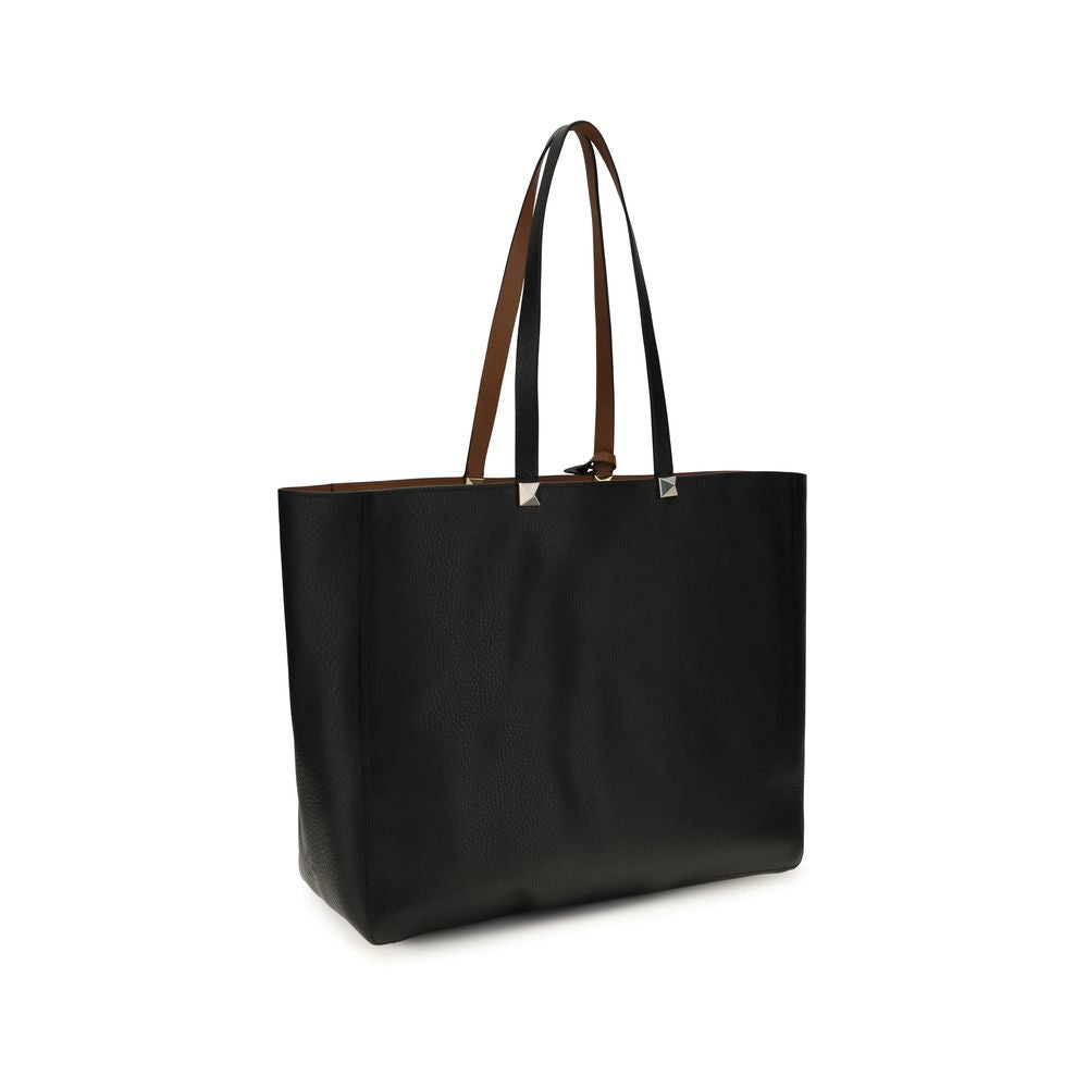 Valentino Garavani Rockstud vendbar totebag i svart kalveskinn – bilde 2