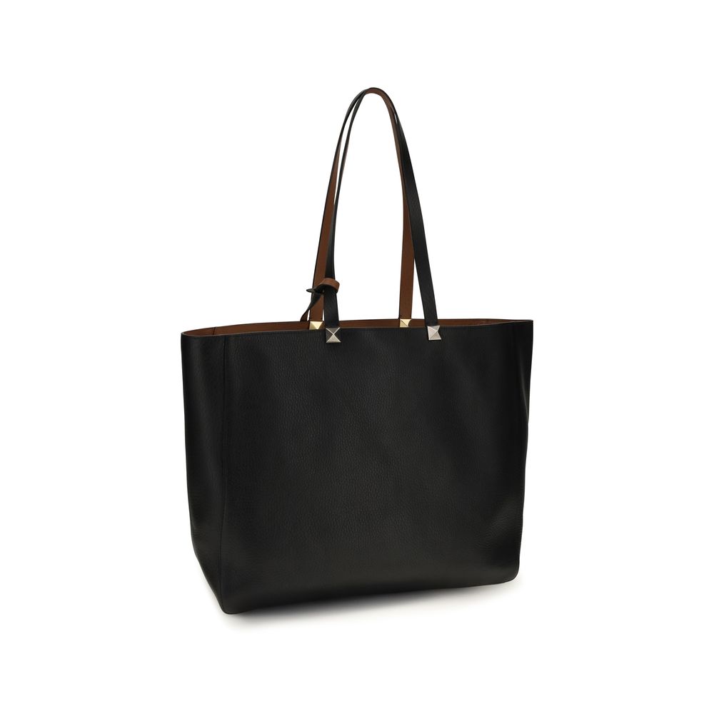 Valentino Garavani Rockstud vendbar totebag i svart kalveskinn – bilde 3