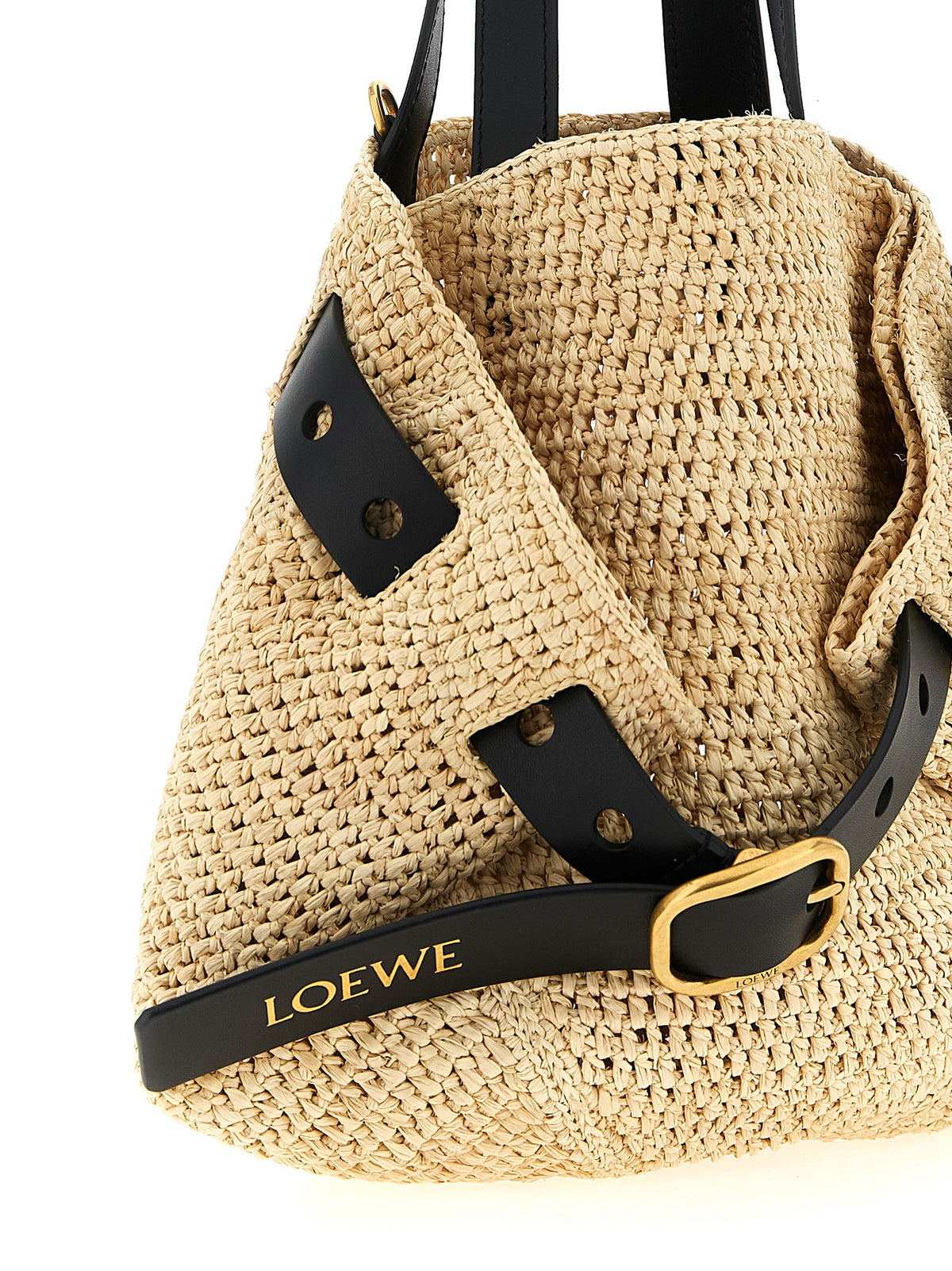 Loewe Punch Hole Mini totebag i beige raffia – bilde 3