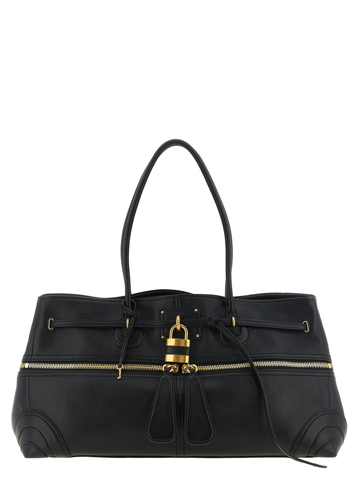 Chloé Paddington Sling Large Shoulder Bag in Black Lambskin