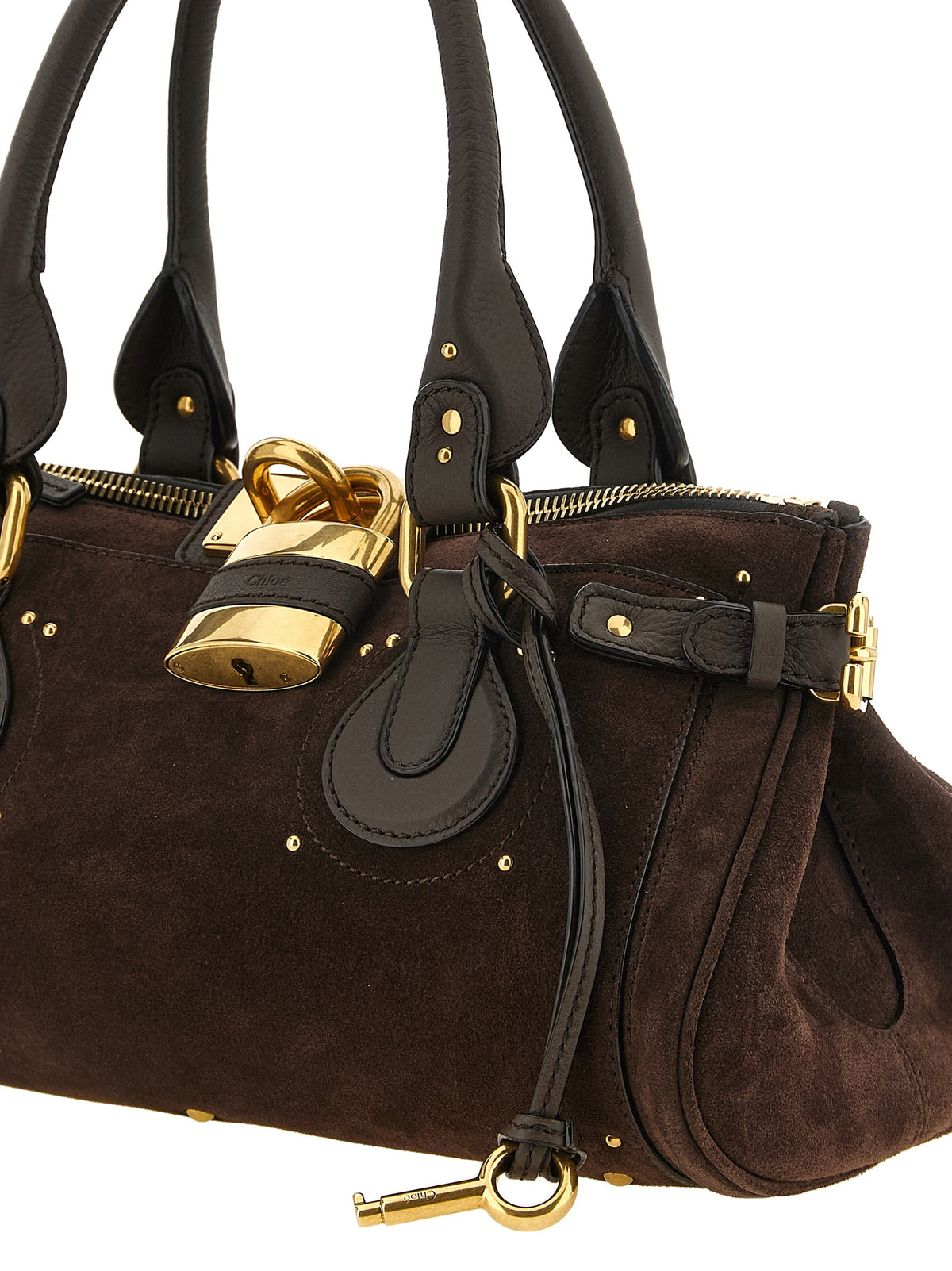 Chloé Paddington Shoulder Bag in Dark Brown Suede Calfskin – image 3