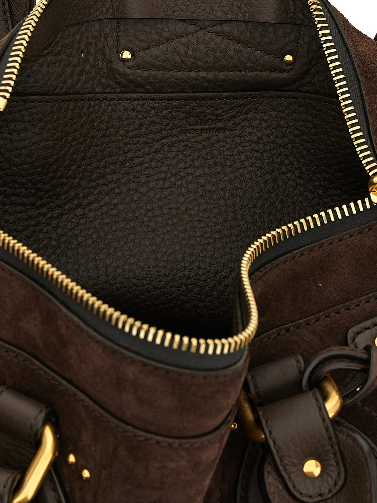Chloé Paddington Shoulder Bag in Dark Brown Suede Calfskin – image 4
