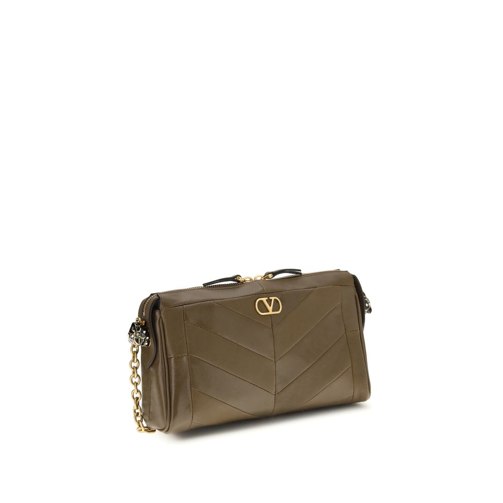 Valentino Garavani Panthea Chevron liten skulderveske i brunt nappaskinn – bilde 2