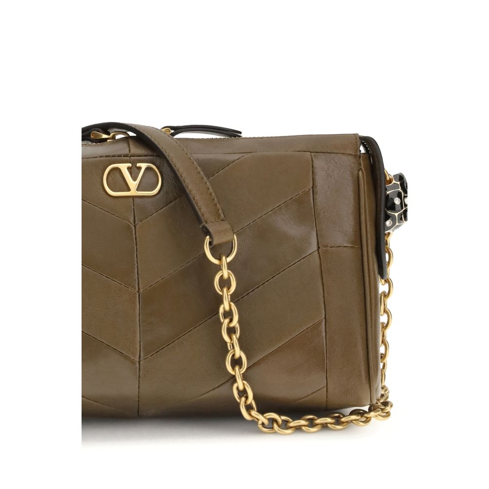 Valentino Garavani Panthea Chevron liten skulderveske i brunt nappaskinn – bilde 4
