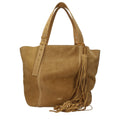 Golden Goose skulderveske med slitt effekt i brunt semsket skinn