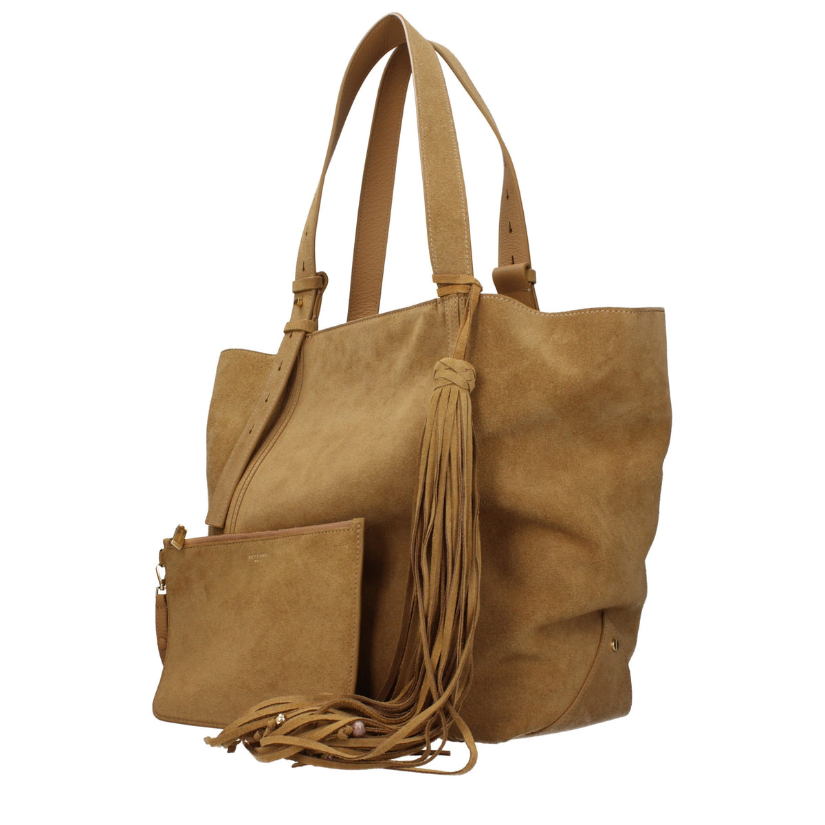 Golden Goose skulderveske med slitt effekt i brunt semsket skinn – bilde 2
