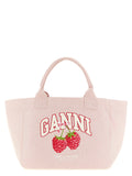 Ganni Medium Shopping totebag i rosa resirkulert polyester