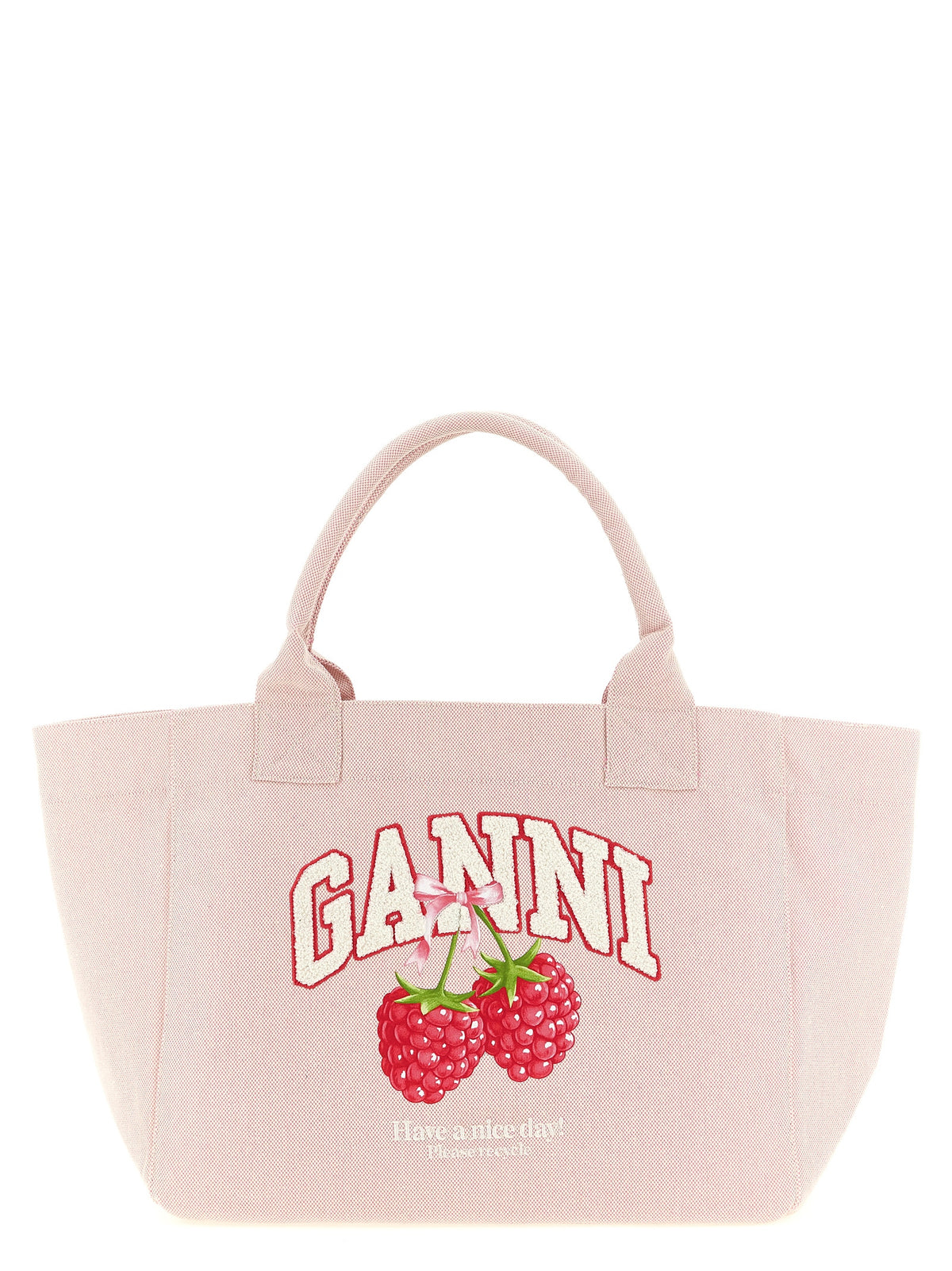 Ganni Medium Shopping Tote Bag in Pink Recycled Polyester