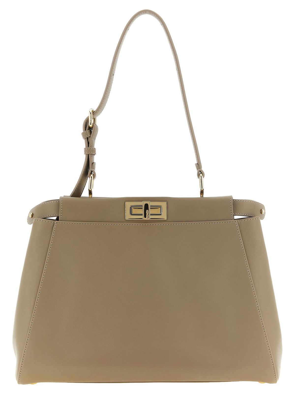 Fendi My Peekaboo medium skulderveske i taupe kalveskinn