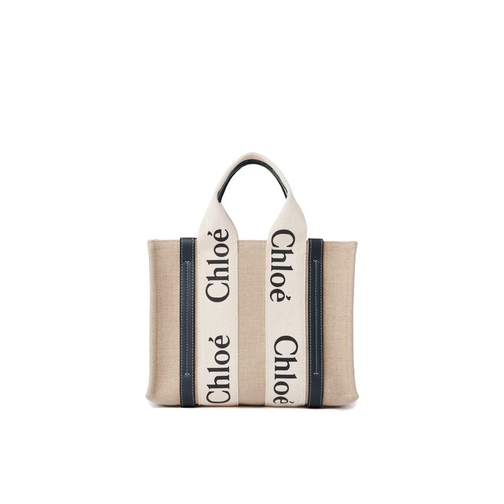 Chloé totebag i beige lin – bilde 4