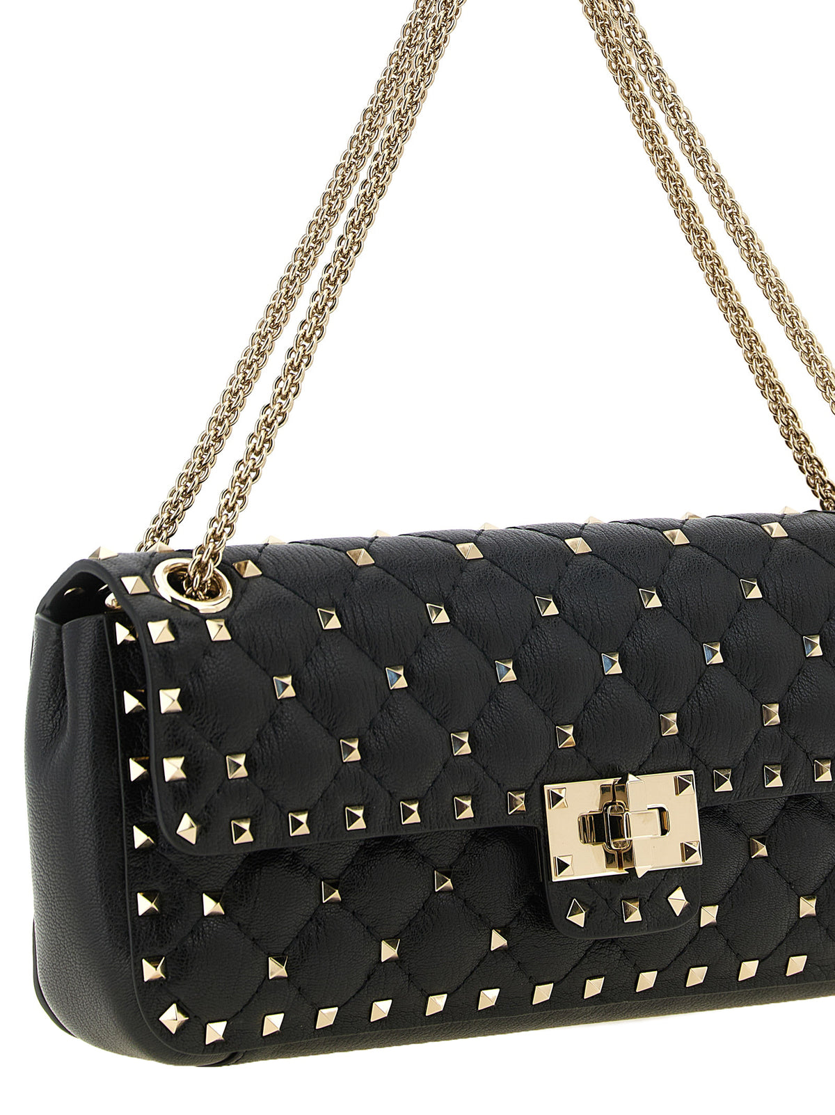 Valentino Garavani Rockstud Spike skulderveske medium i svart geiteskinn – bilde 3