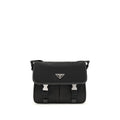 Prada Re-Nylon skulderveske i svart nylon og Saffiano-skinn