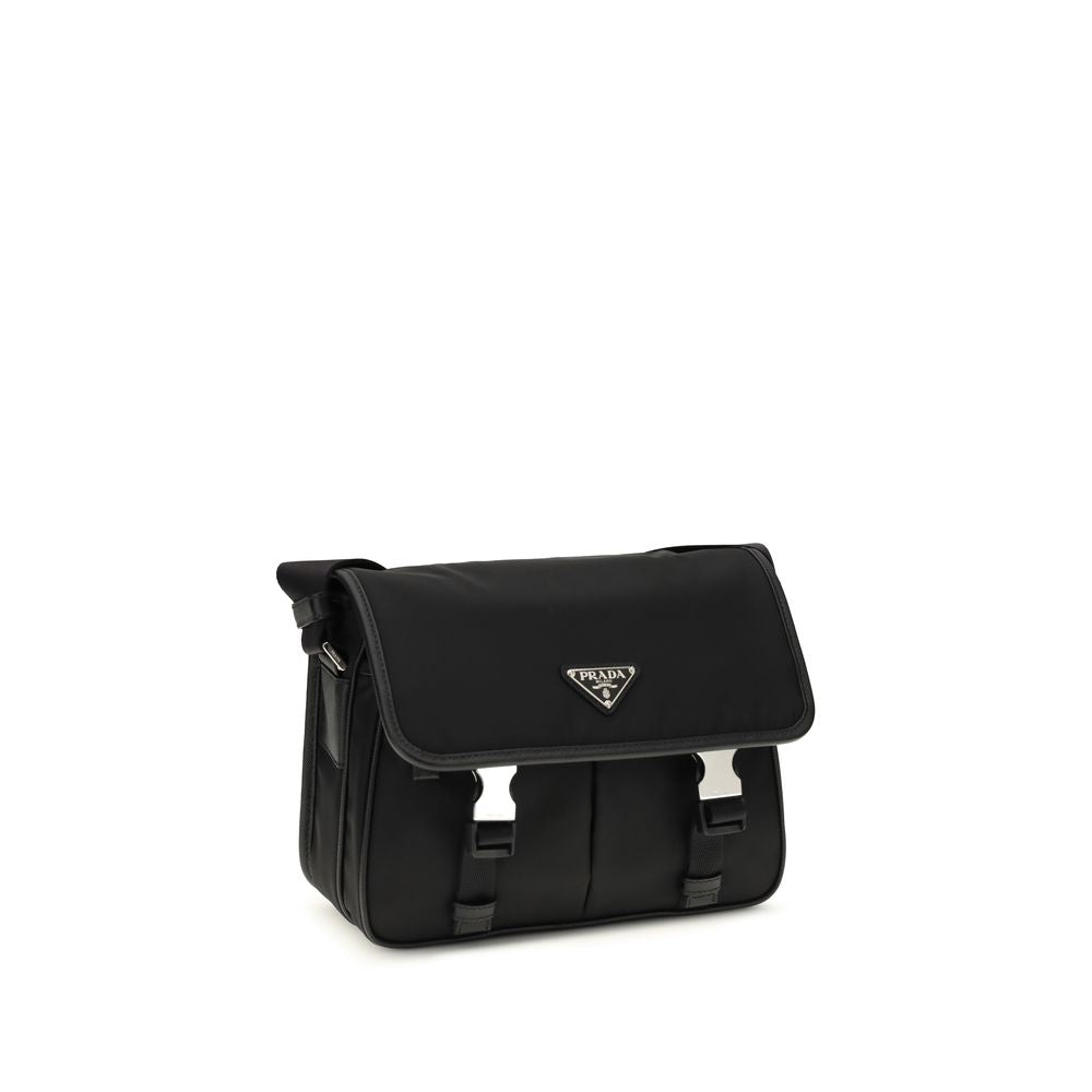 Prada Re-Nylon skulderveske i svart nylon og Saffiano-skinn – bilde 2