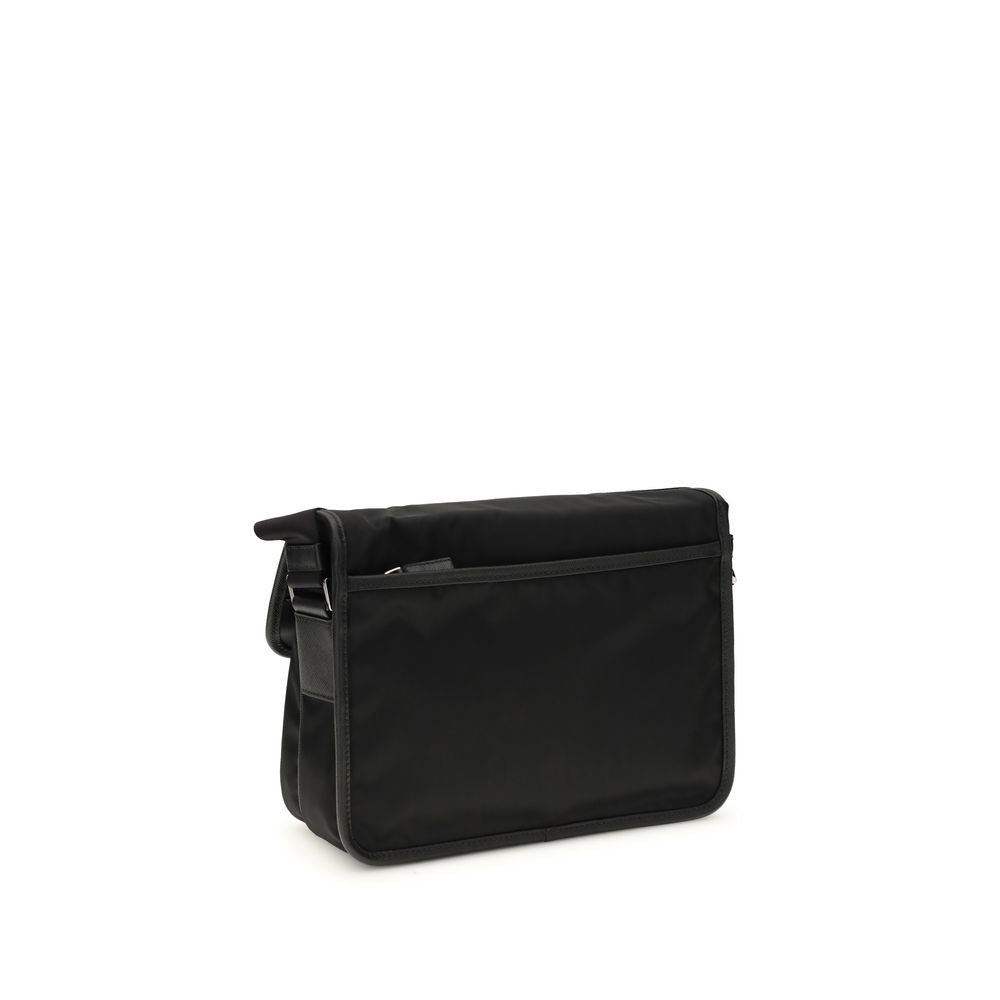 Prada Re-Nylon skulderveske i svart nylon og Saffiano-skinn – bilde 3