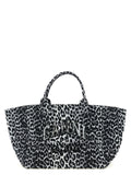 Ganni Leopard Sequin XXL totebag i grå resirkulert bomull