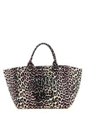Ganni Leopard Sequin XXL totebag i rosa resirkulert bomull