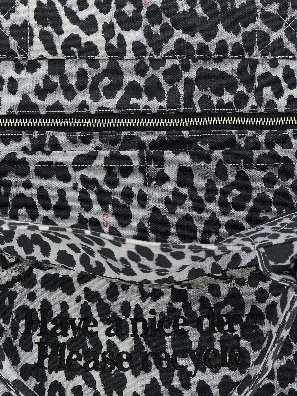 Ganni Leopard Sequin XXL totebag i grå resirkulert bomull – bilde 4