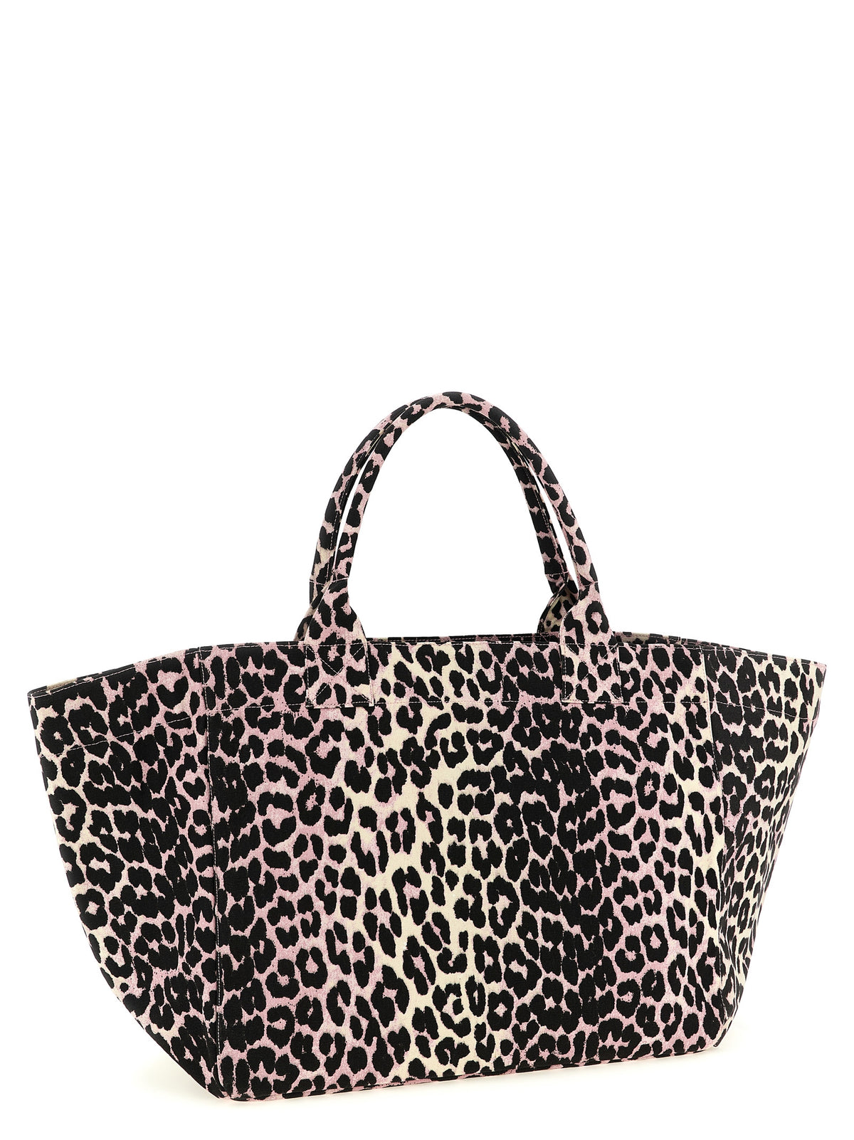 Ganni Leopard Sequin XXL totebag i rosa resirkulert bomull – bilde 2