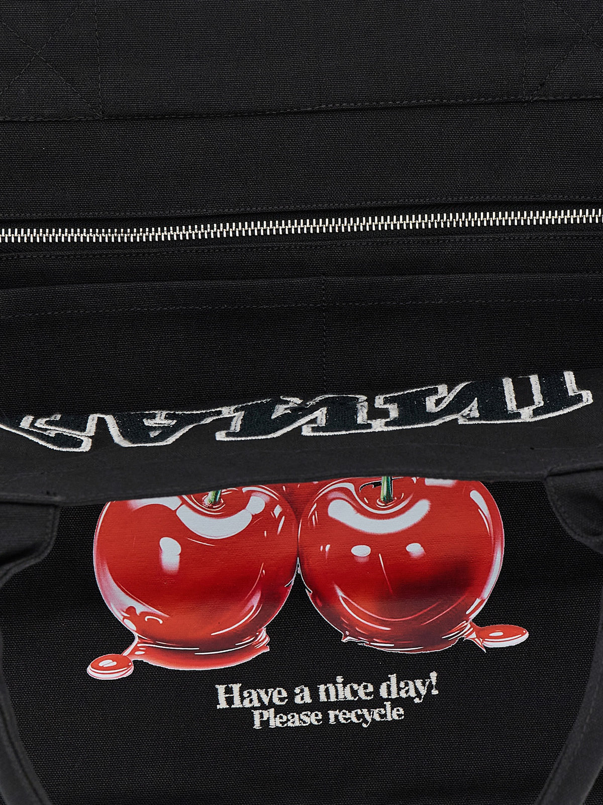 Ganni Cherry XXL totebag i svart resirkulert bomull – bilde 4
