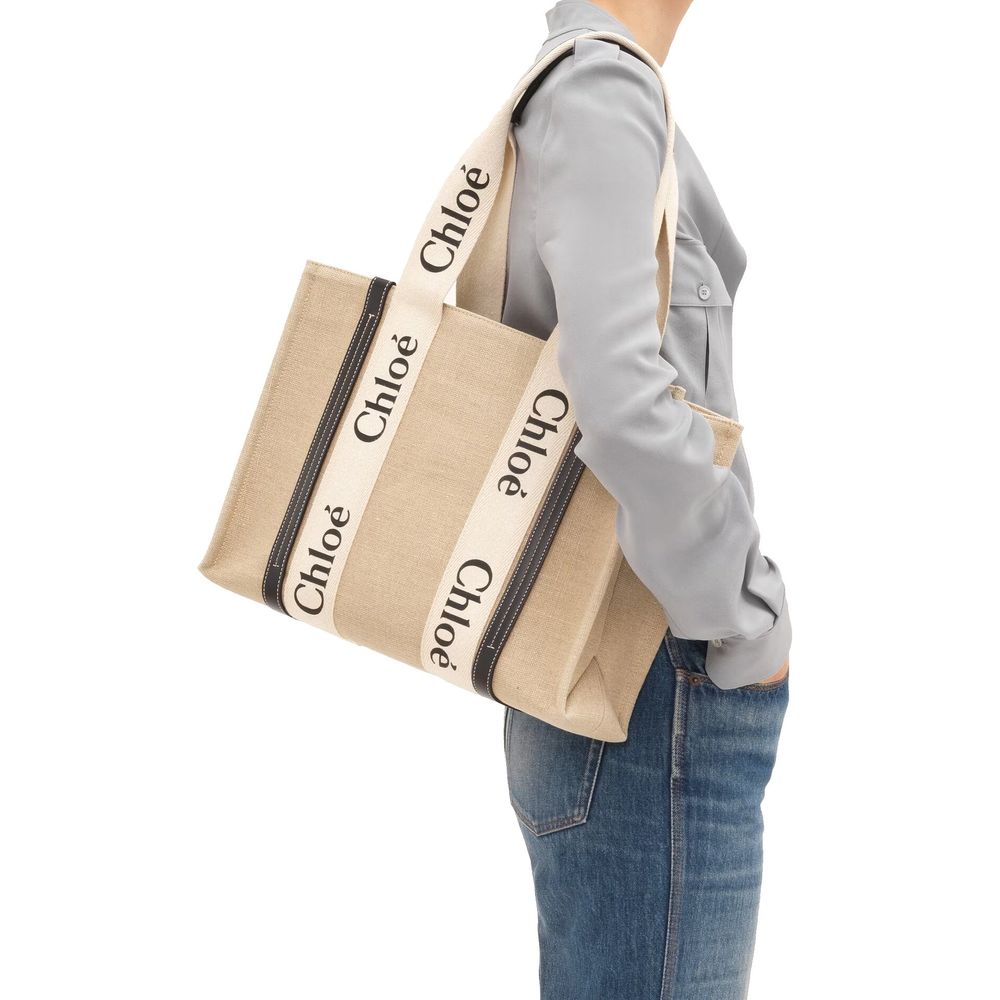 Chloé totebag i beige lin – bilde 2