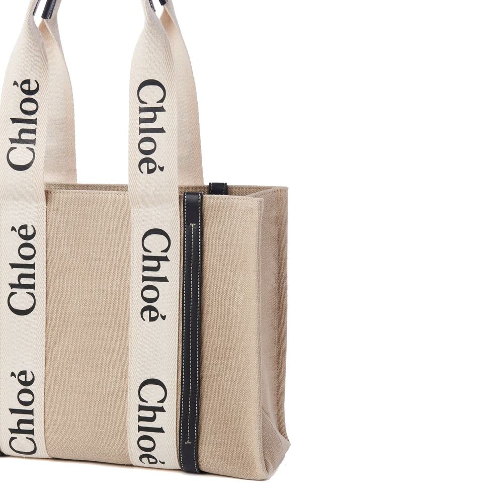 Chloé totebag i beige lin – bilde 3